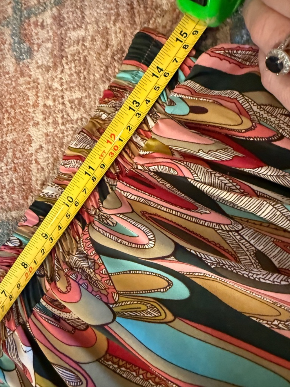 Lavender Brown Pink, Red, Teal Feather-Print Skirt - Picture 4 of 5